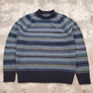 NEW LL Bean Signature Men's M Rollneck Cotton Sweater Blue Stripe
